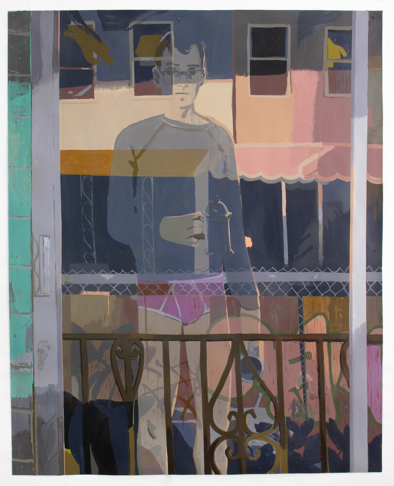  Glass Door, 2016, flashe and acrylic on paper, 60 x 48 in 