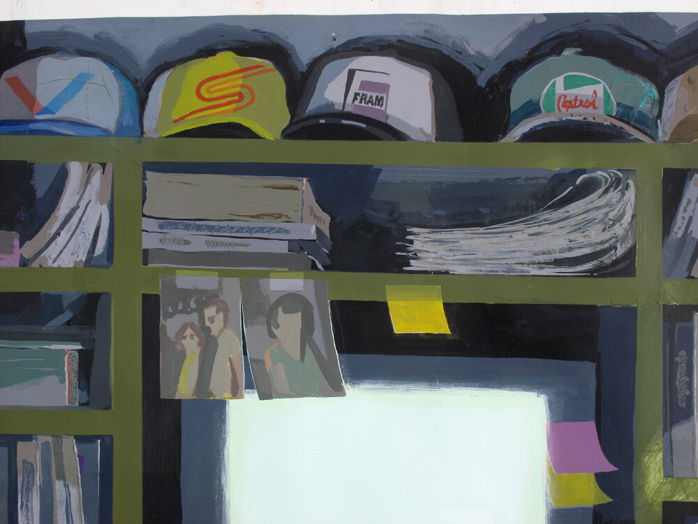  Dad's Home Office (detail), 2016, flashe and acrylic on Paper, 59 3/4 x 48 in 