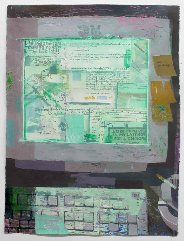  Matt Bollinger, Pop-ups, Detail, 2015, Flashe, acrylic, collage on paper, 30 x 22 in 