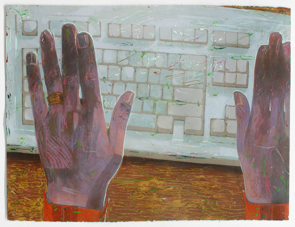  Matt Bollinger, Keyboard, 2015, Flashe, acrylic on paper, 30 x 22 in 