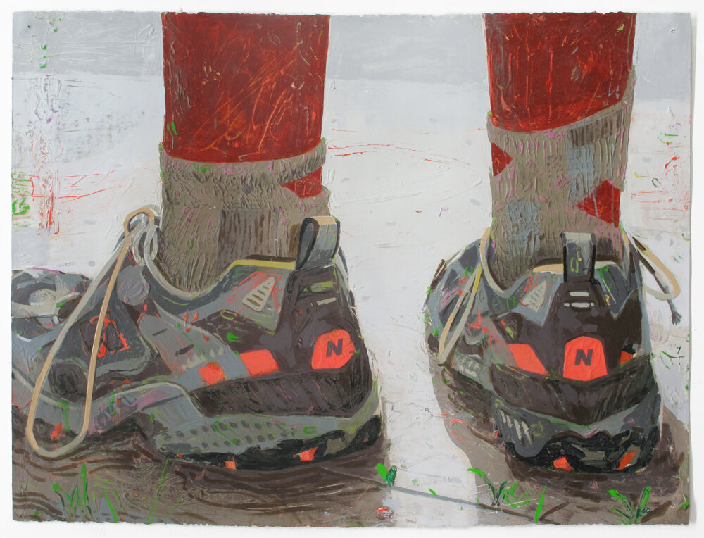  Matt Bollinger, New Balance, 2015, Flashe, acrylic on paper, 22 x 30 in 