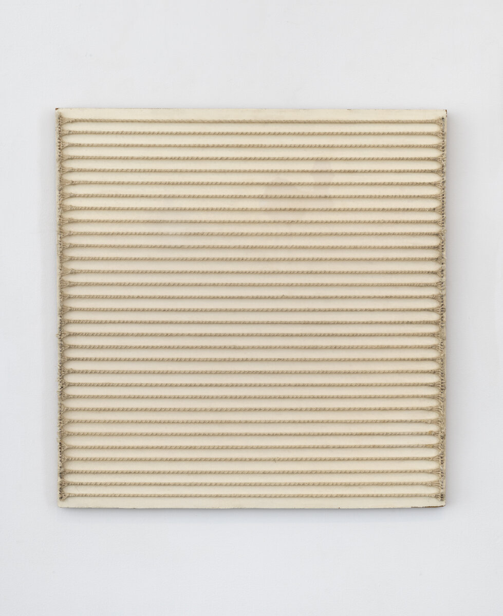  Untitled, 1975, string and nails on painted wood, 24 x 23.25 in, Image courtesy of the Sol LeWitt Collection 
