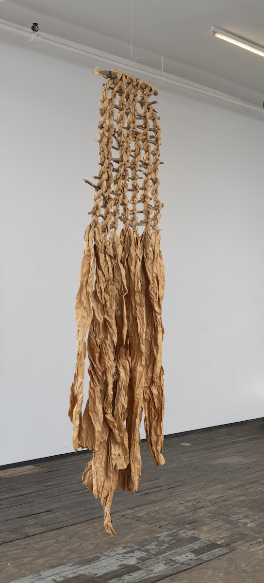   Skirt , c. 1981, brown paper, twigs, 74 x 23.25 x 6 in Image courtesy of the Sol LeWitt Collection. 
