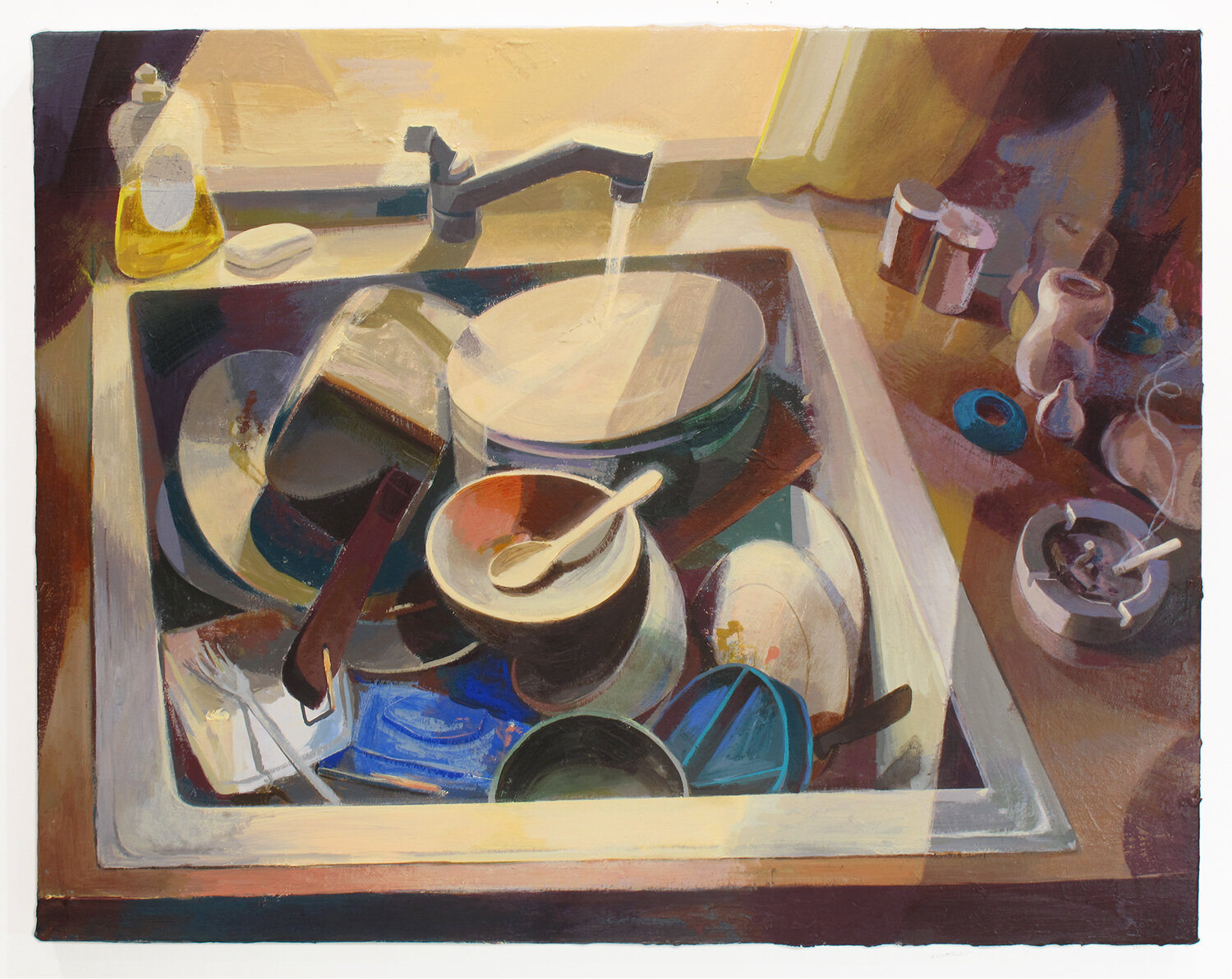   Dishes,  2021 , Flashe and acrylic on canvas, 28 x 36 in / 71.1 x 91.4 cm 