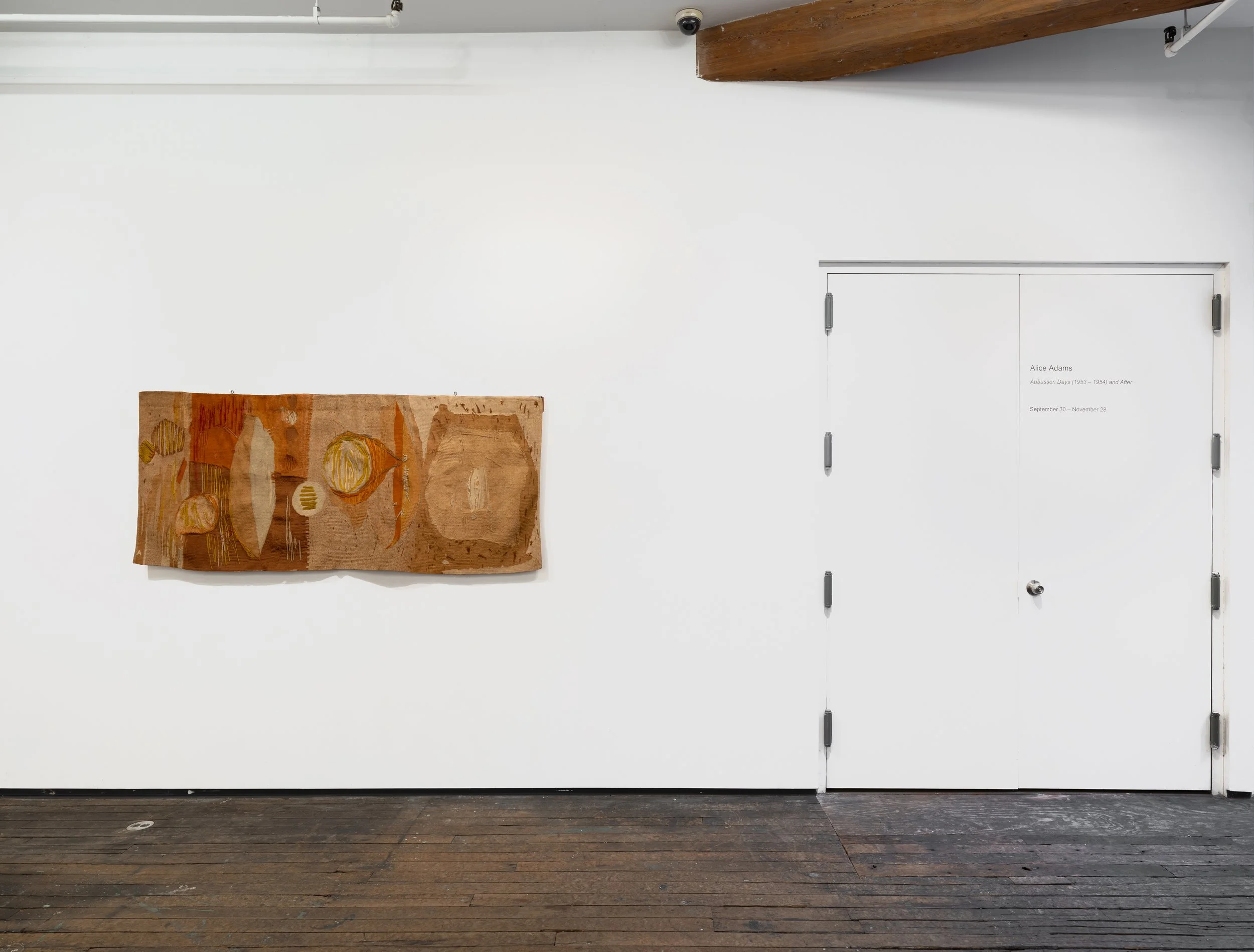  Installation view of Alice Adams, “Aubusson Days (1953–54) and After,” at Zürcher Gallery, New York (September 30–November 28, 2026).  Photo by Adam Reich 