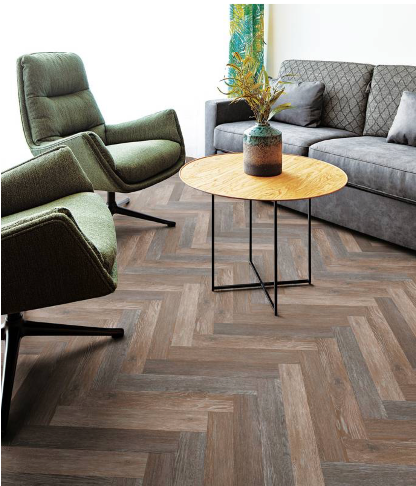 Herringbone
Classic structure, modern tone
