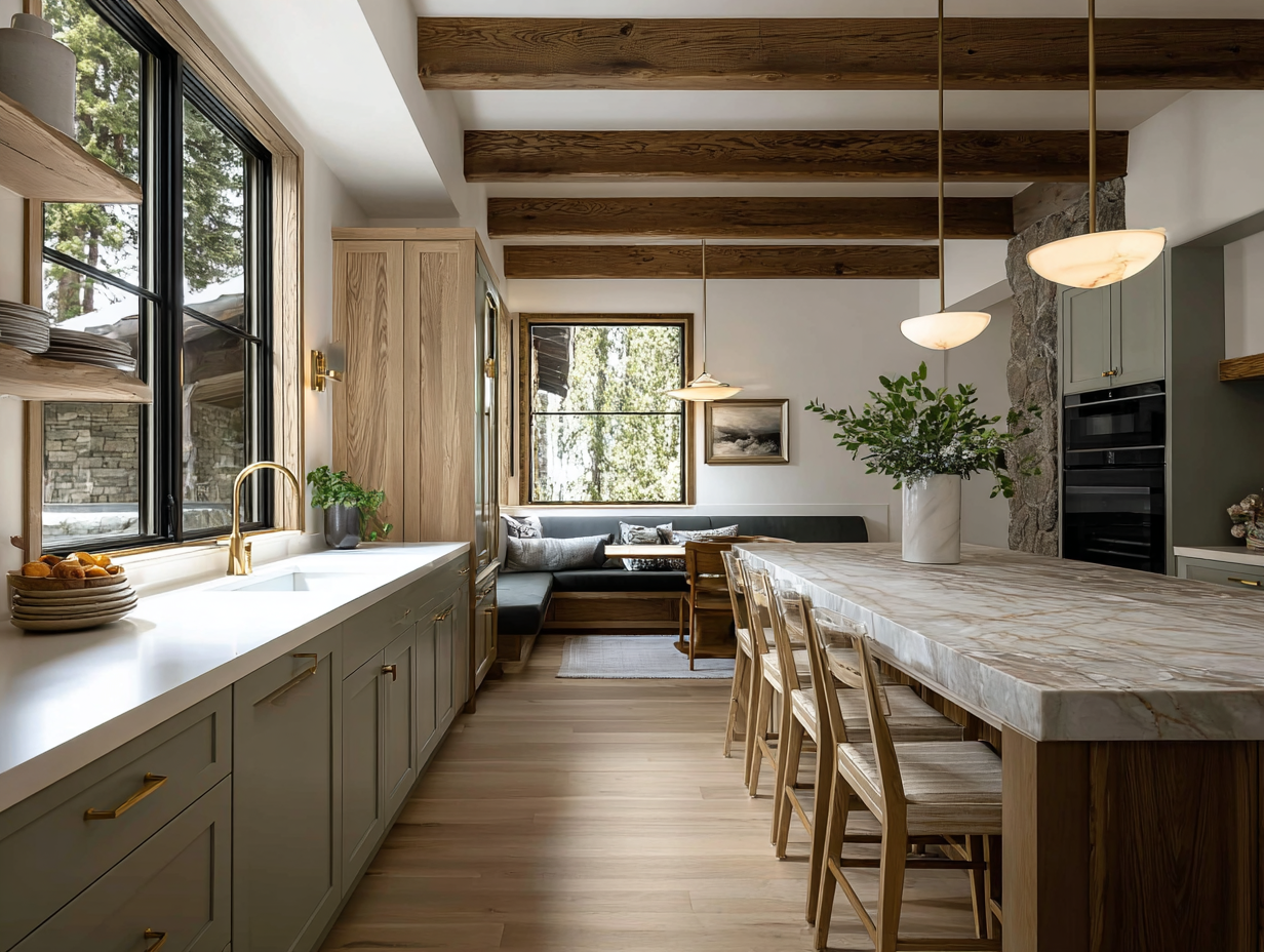 Farmhouse Modern Kitchen With Large Island 