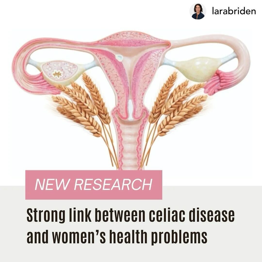 Posted @withregram &bull; @larabriden 

According to a new study, women with celiac disease have a:
♀️ 2x higher risk for endometriosis
♀️ 3x higher risk for PCOS (polycystic ovary syndrome)&nbsp;
♀️ 6x higher risk for ovarian dysfunction.

For those