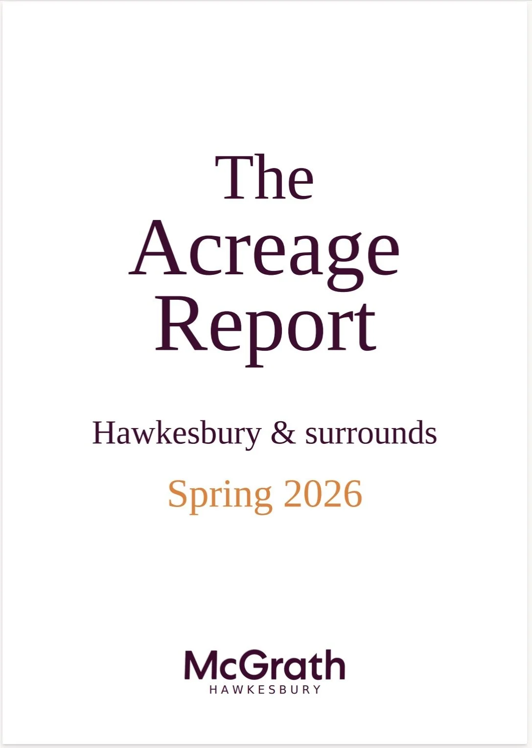 The Acreage Report — Hawkesbury & surrounds, Spring 2026