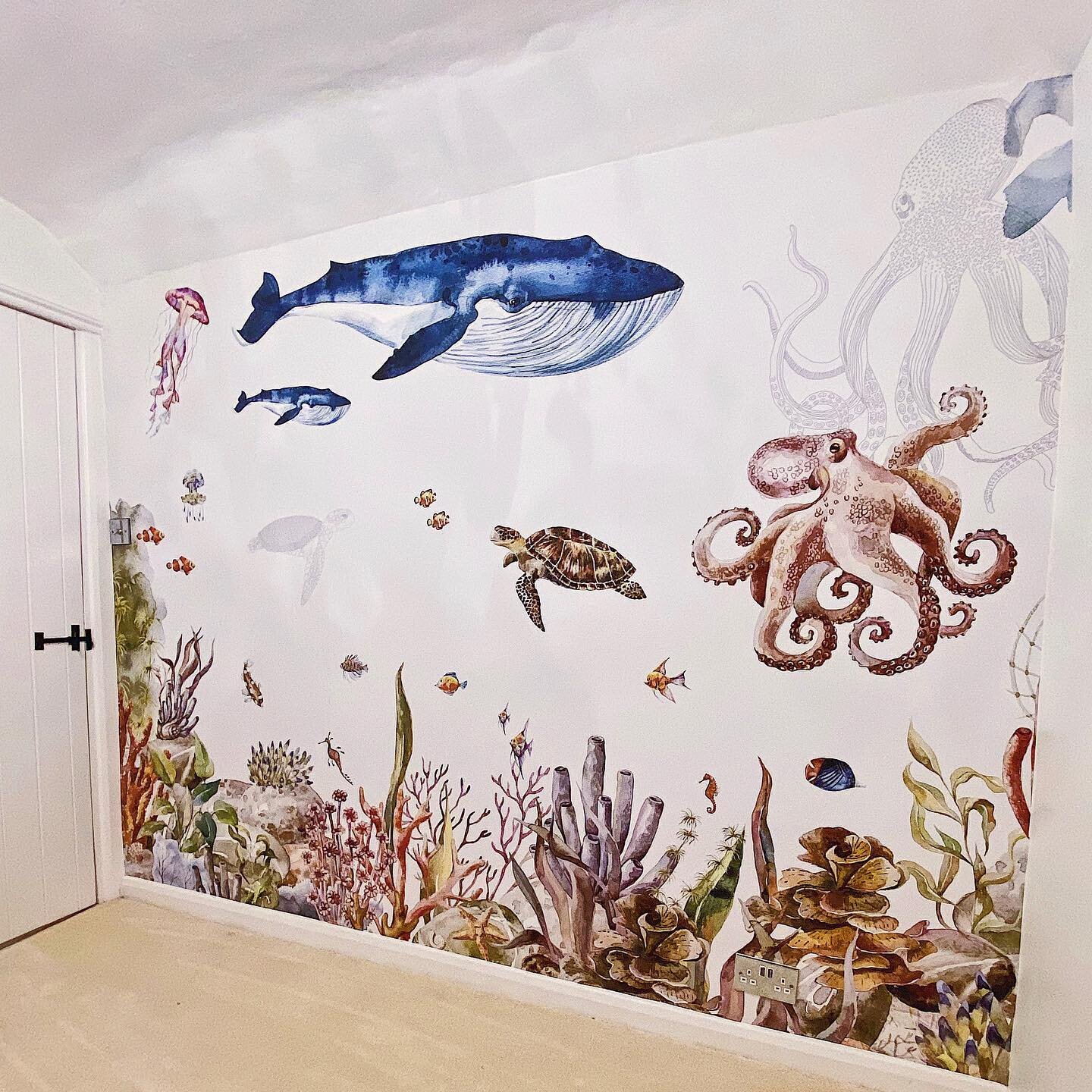 An evening spent working on a little project at home, wallpapering this amazing mural for our new arrival due any day.