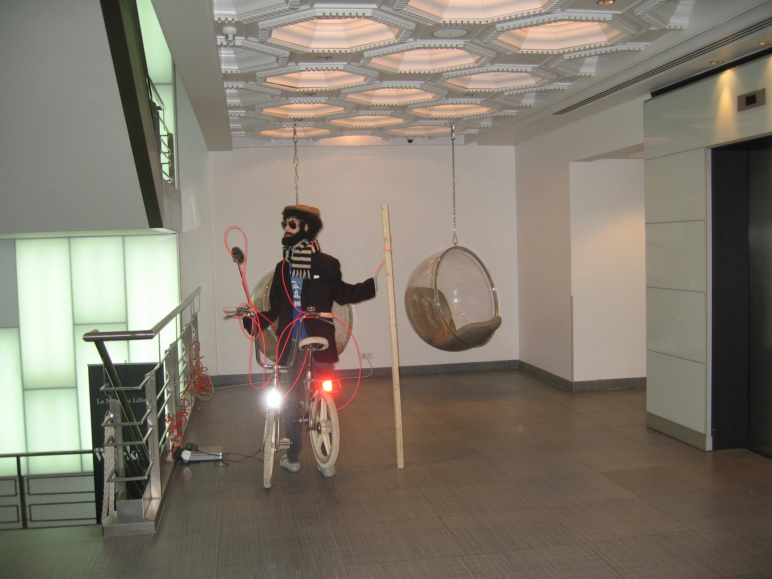 Richard Raleigh 2009, mixed media assemblage with DVD, (installed at Hotel Bloom, Brussels)