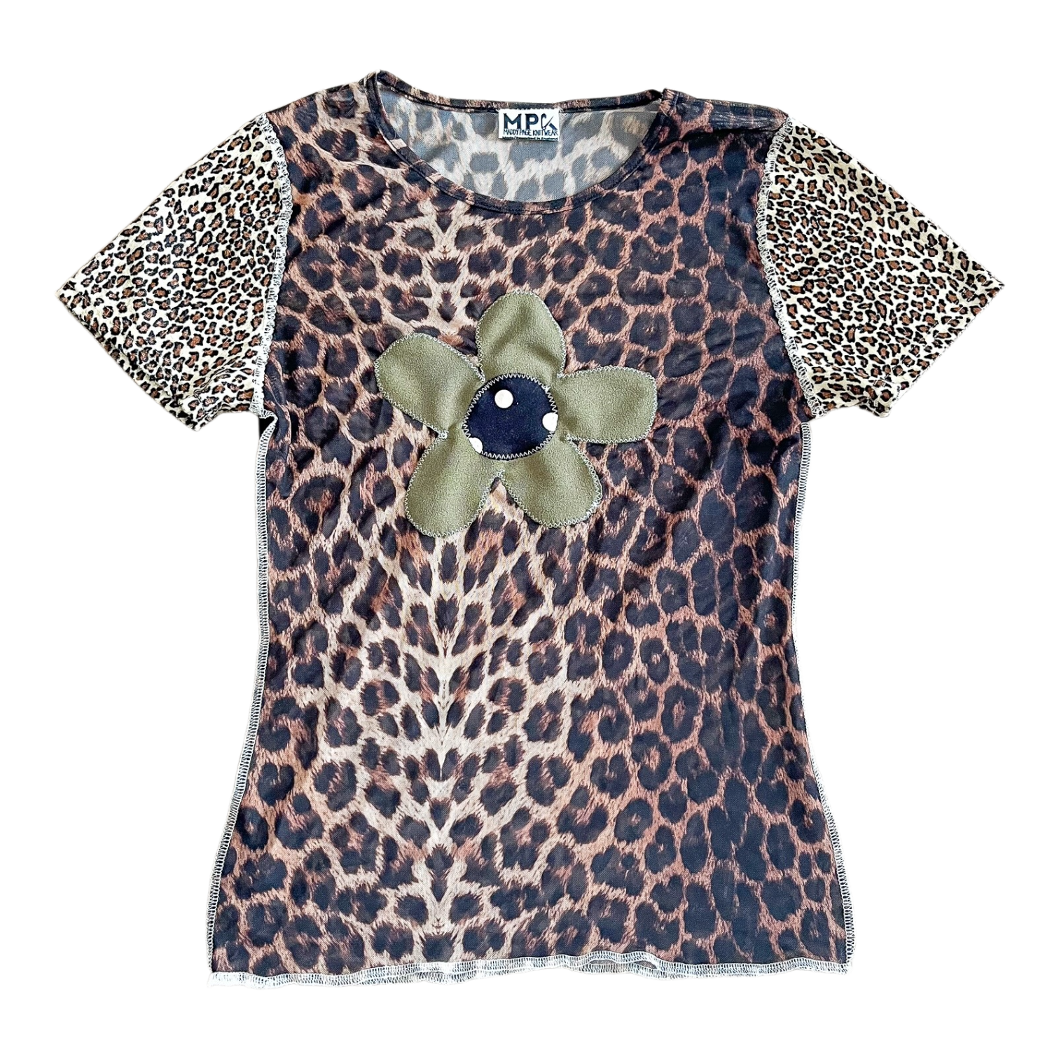 Leopard Print Flower Patch Tee (M)