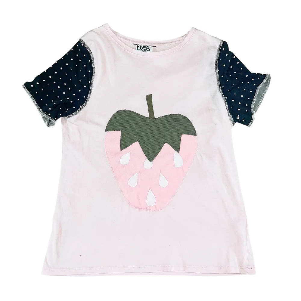Pink Strawberry Tee (L) — Maddy Page Knitwear