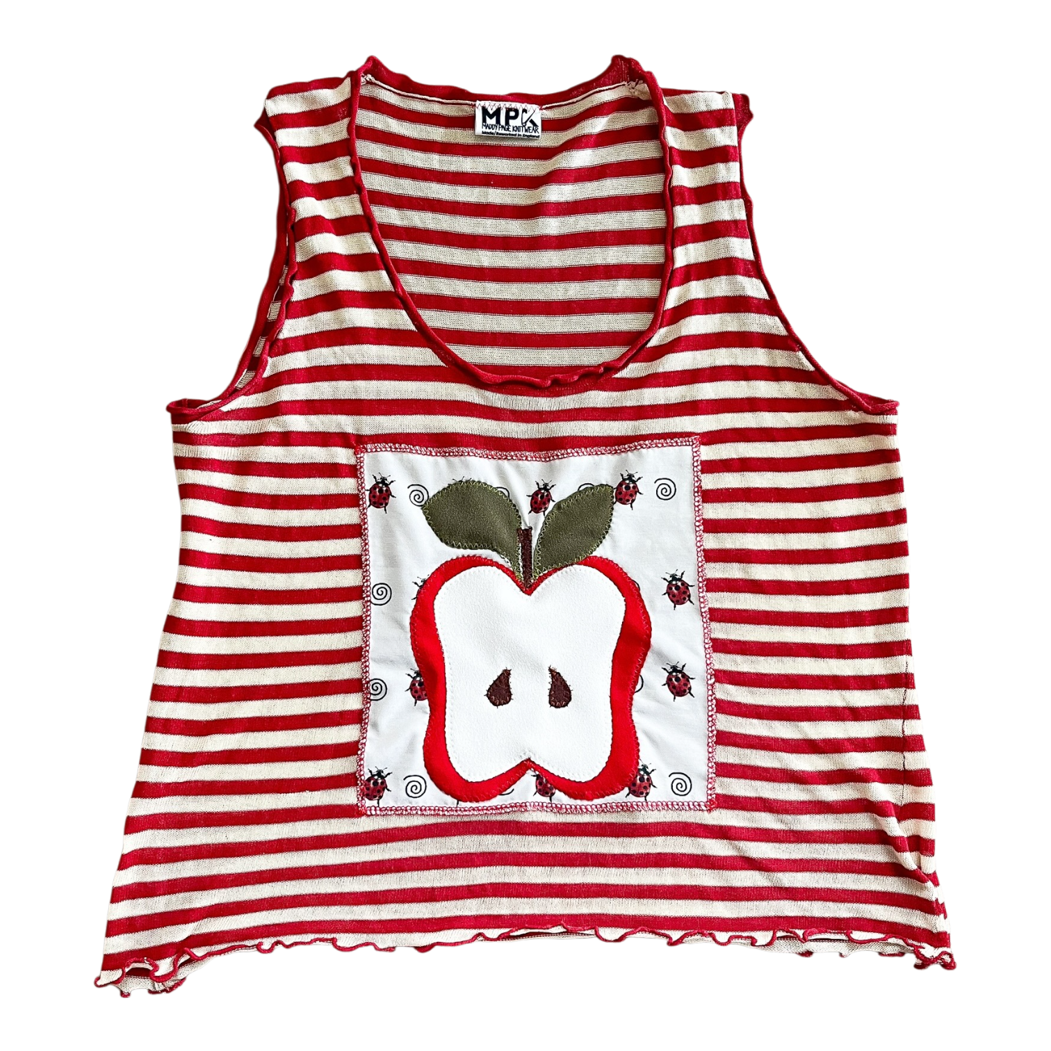 Red/Beige Stripe Apple Tank (L)