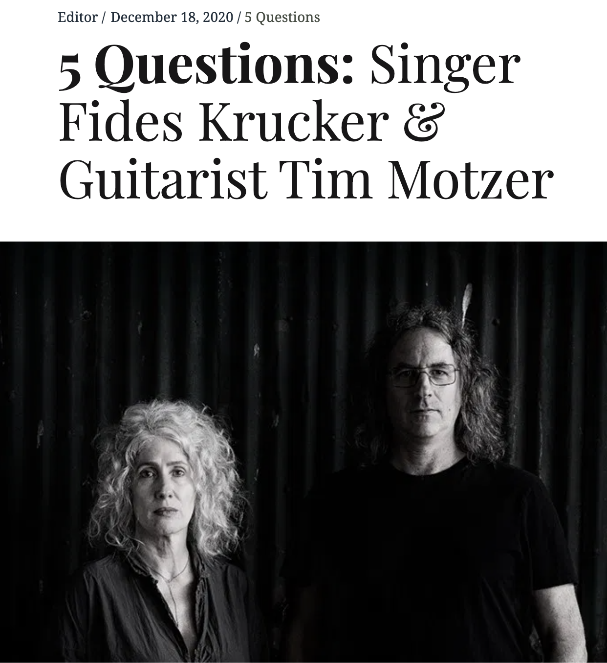 Esthetic Lens Magazine's 5 Questions with Fides Krucker and Tim Motzer