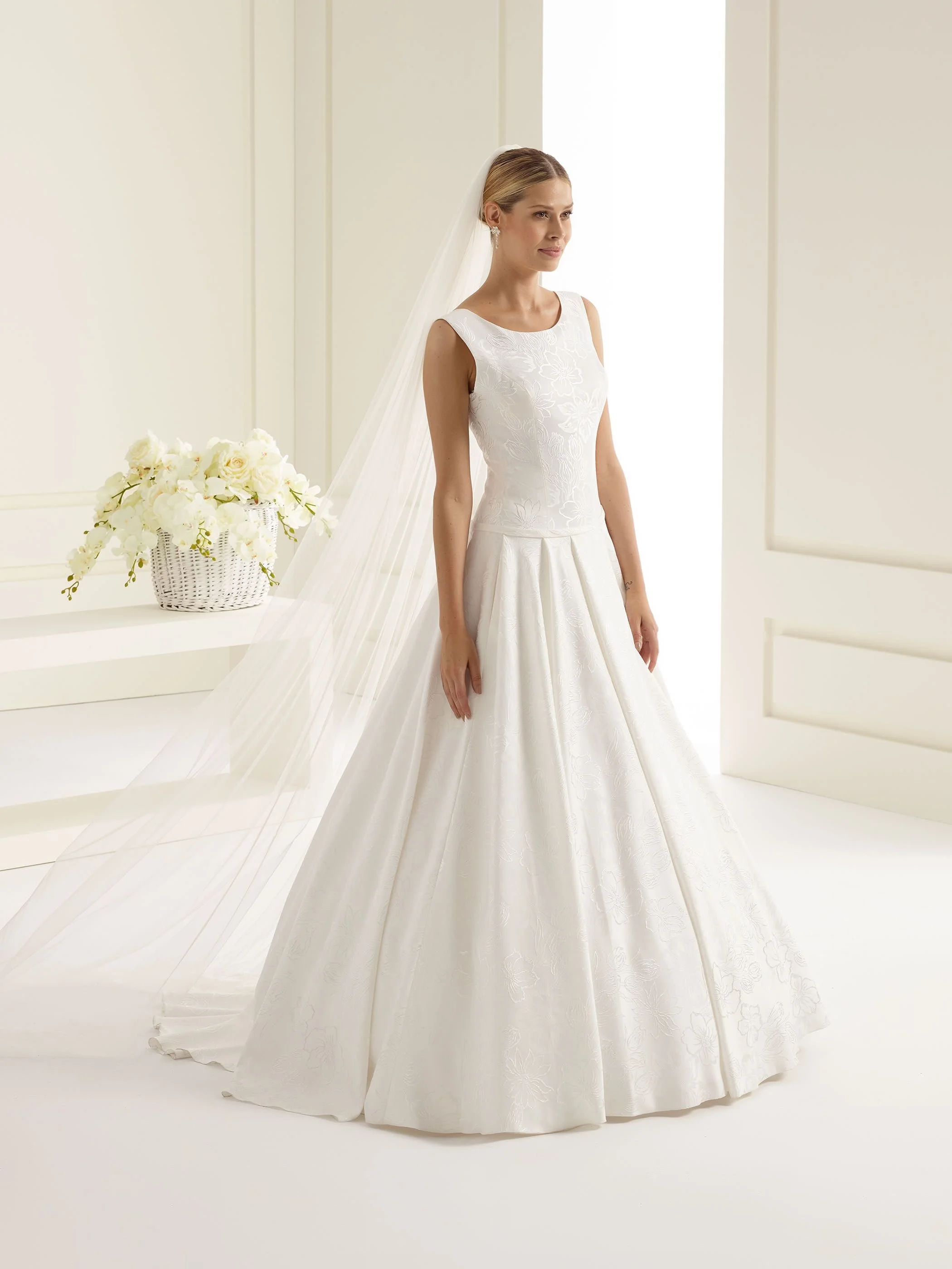 Veil S226, 98 inches.  Long, plain soft tulle veil with cut egde.