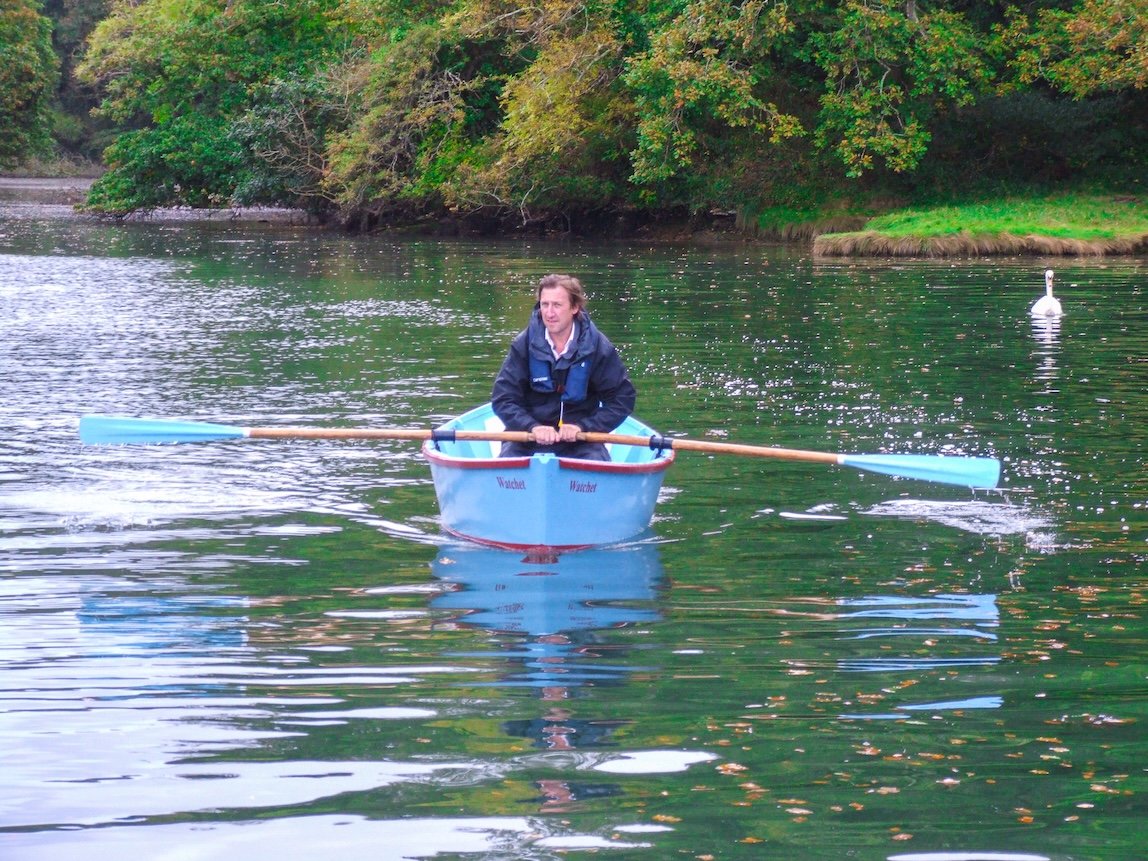 Hesp rows a boat up Frenchman’s Creek