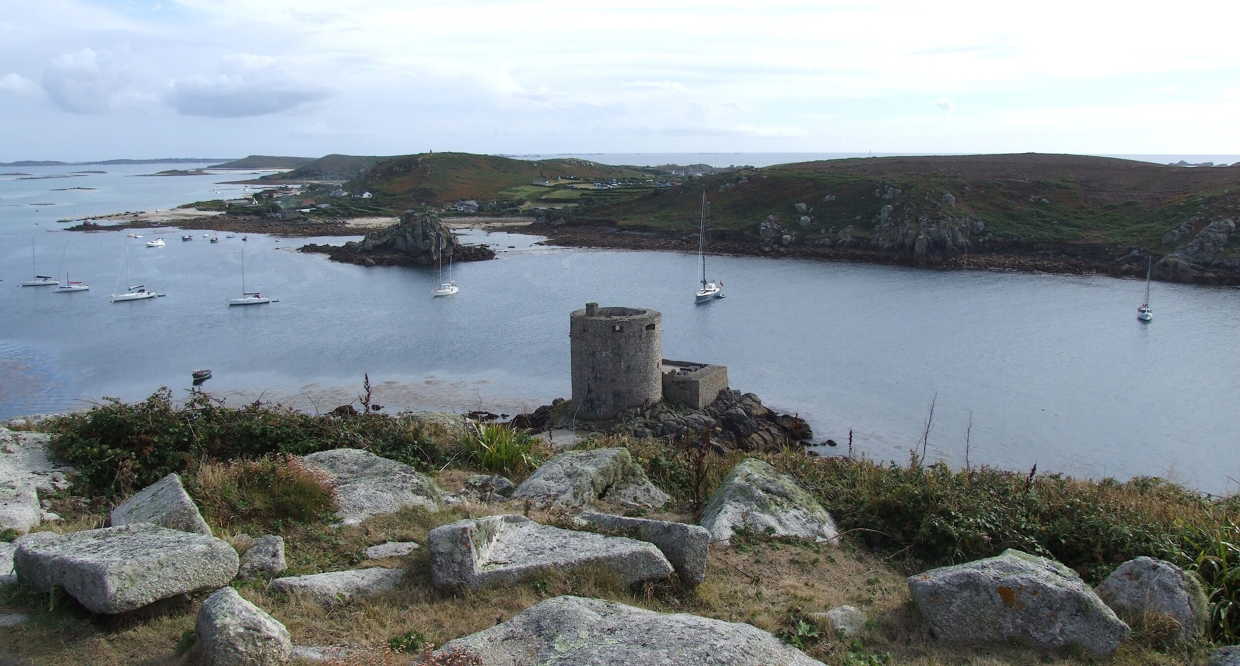 View from Tresco across Cromwell’s Castle to Bryher