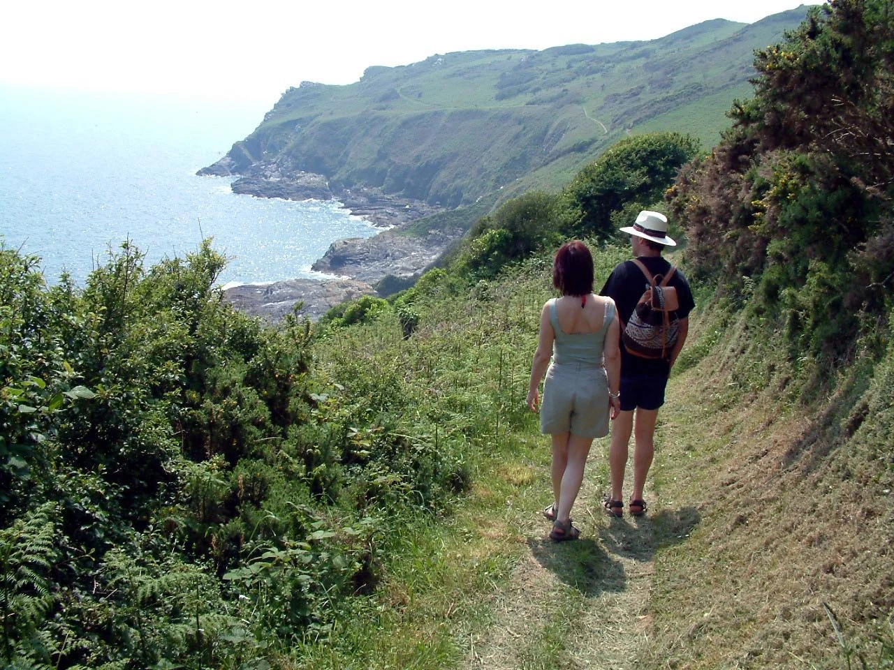 hikers on Coast path near Lansallos