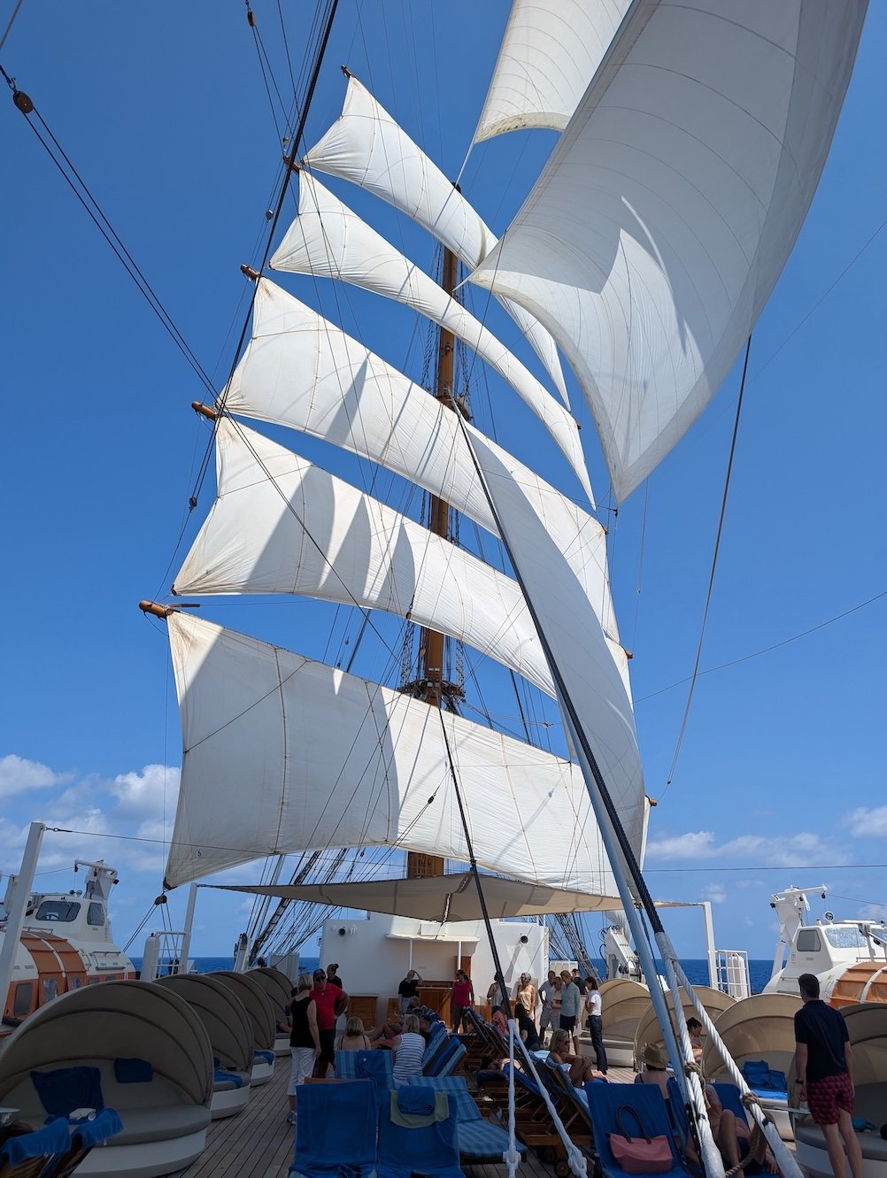 Sea Cloud Spirit with sails up