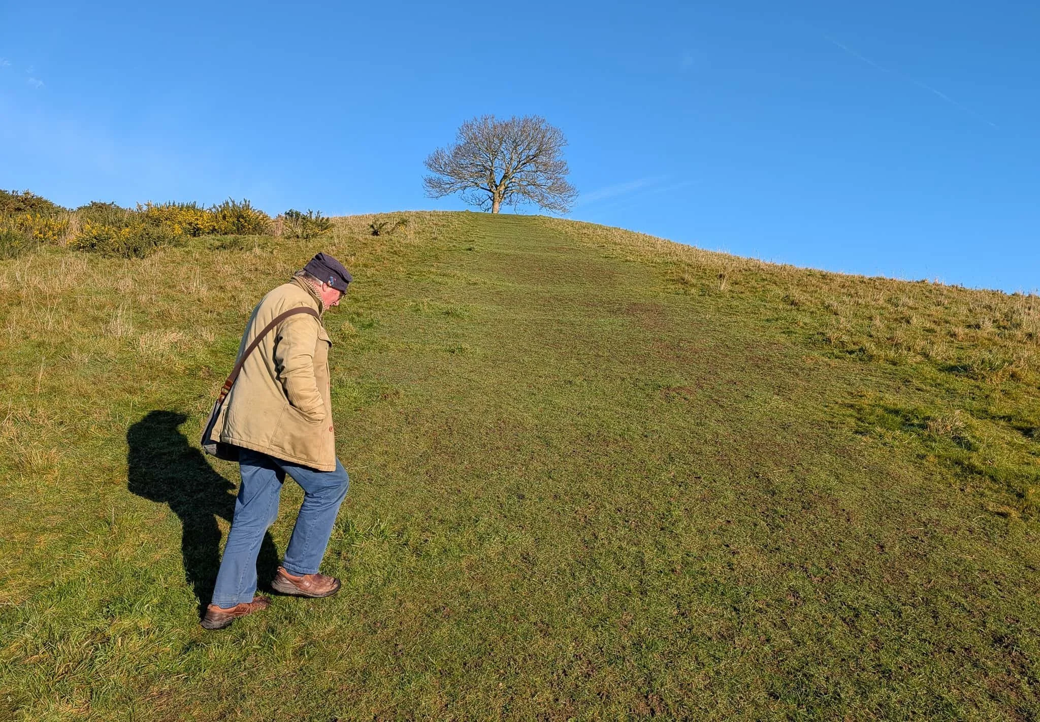James Crowden climbs one Tree Hill at Kingsbury Episcopi