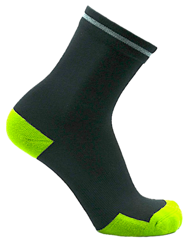 360 Reflective Stripe 9 inch Crew socks in Black/Macaw Green