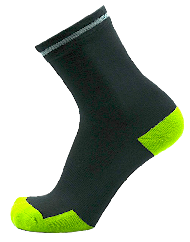 sport Crew 9 inch leg with 360 reflective stripe Black/macaw Green