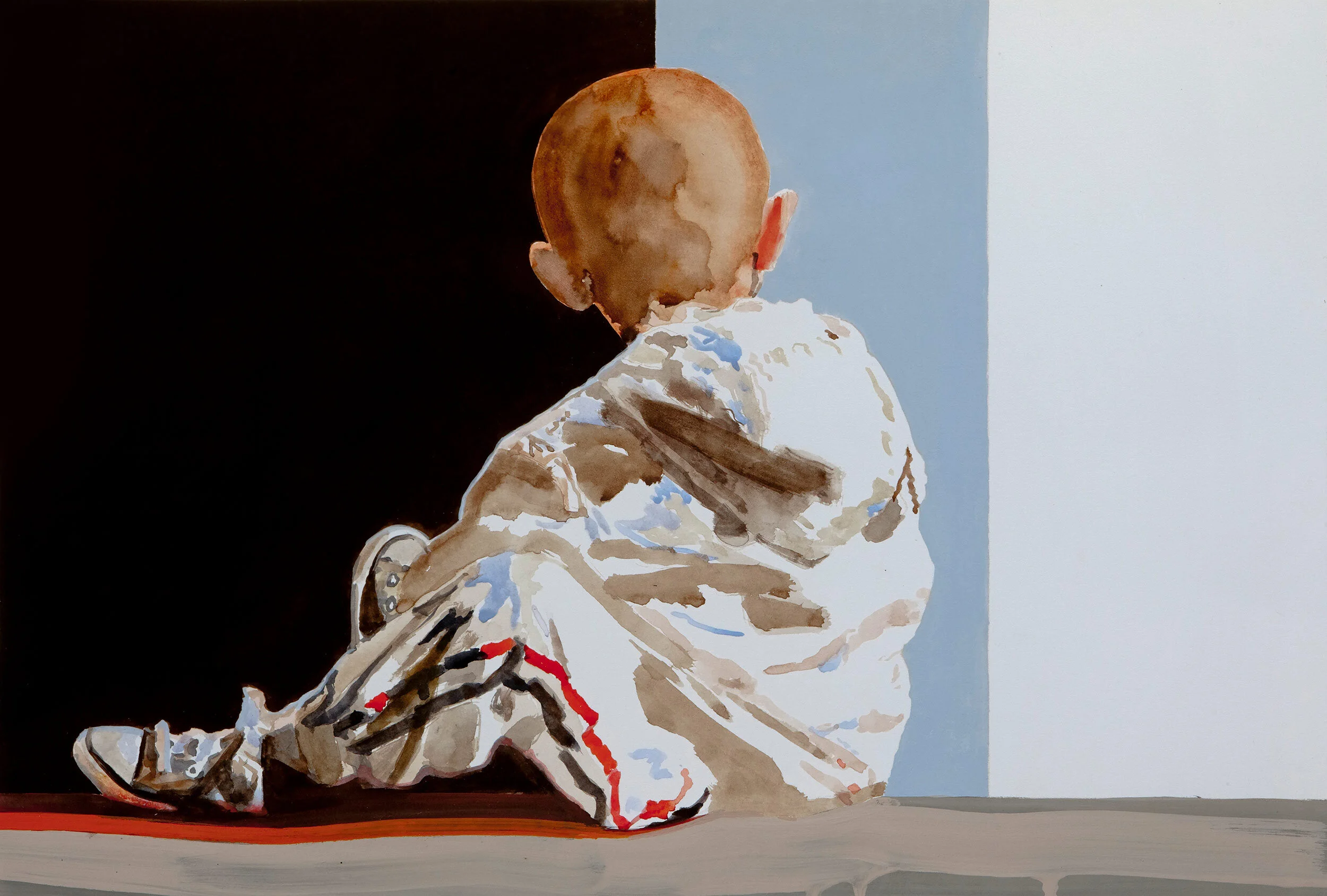   Untitled (Boy in a Tracksuit)  2009, watercolour and gouache on paper, 22 x 28 in. 