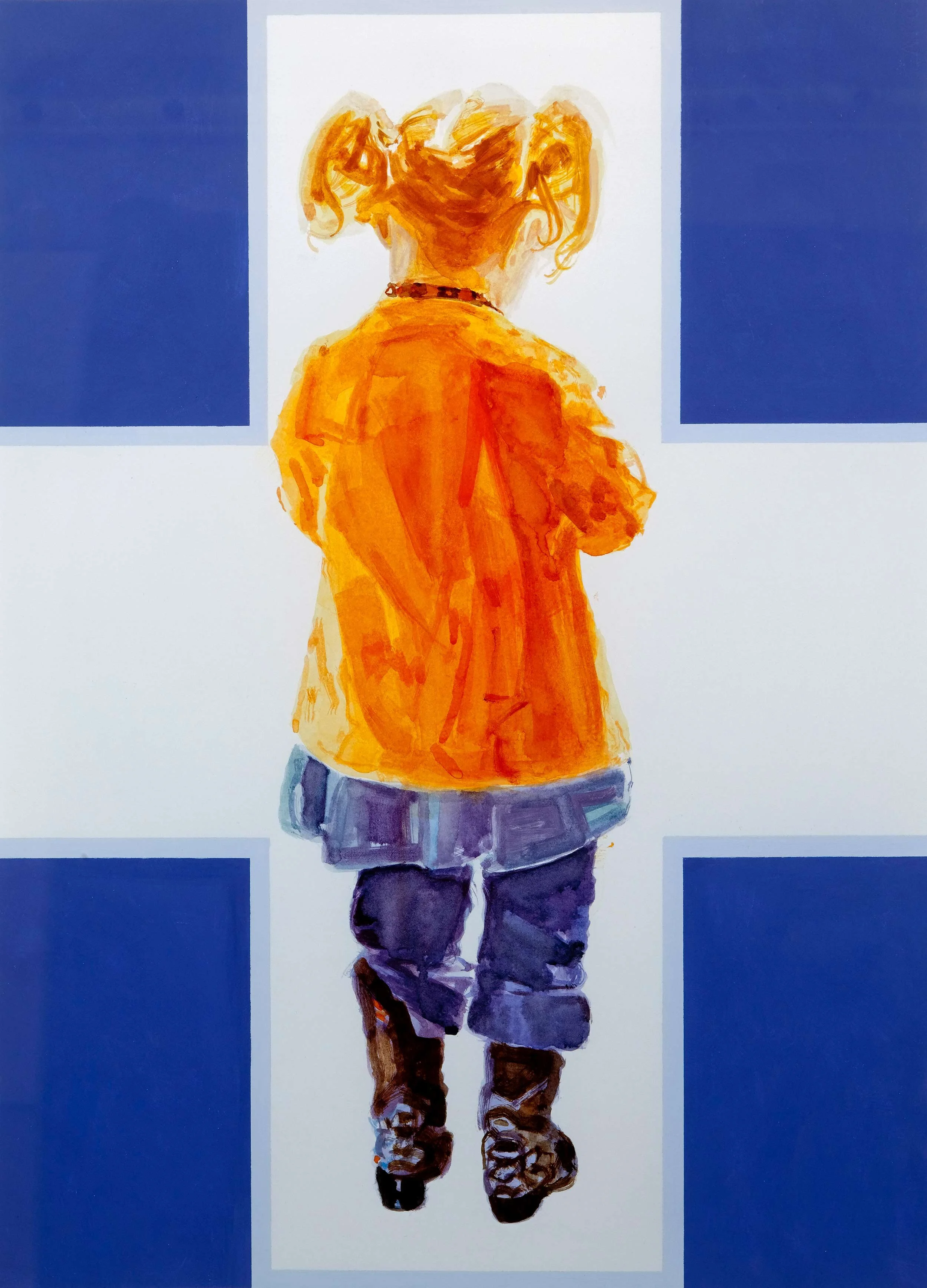  Untitled (Orange Jacket Redux)  2009, watercolour and gouache on paper, 28 x 20 in. 