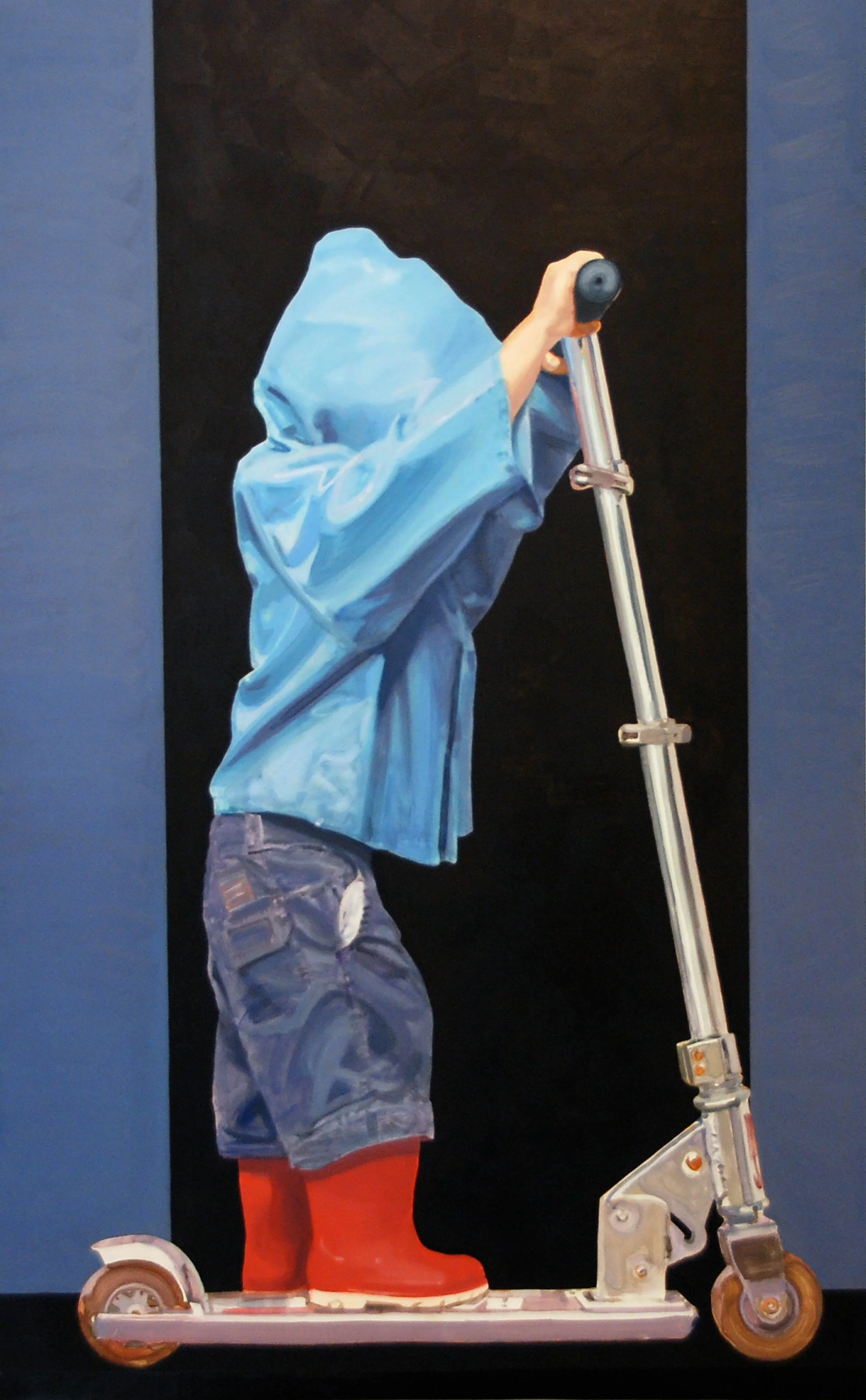   Untitled (Boy with a Scooter)  2008, oil on wood, 48 x 30 in. 