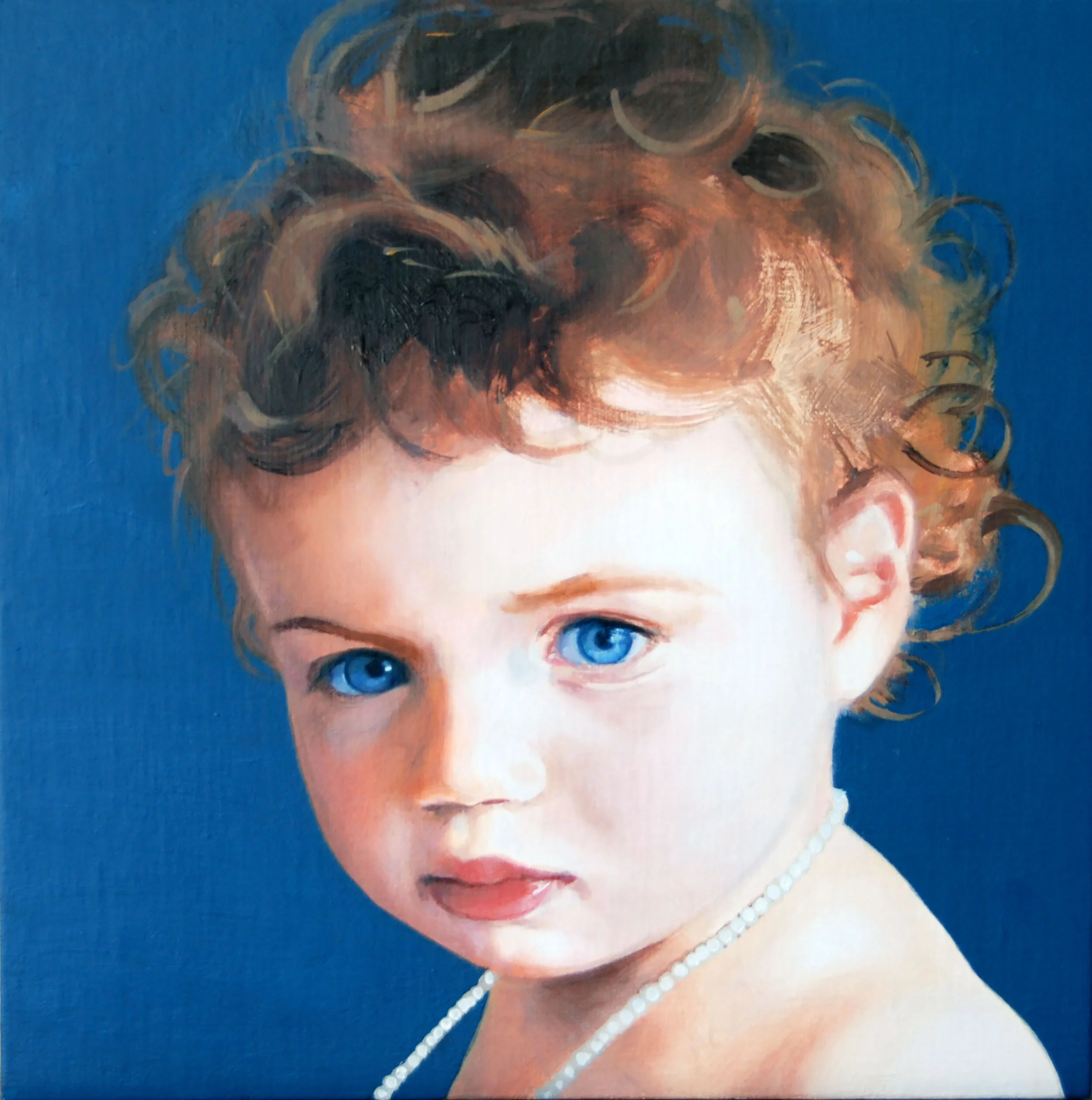   Untitled (Girl with a Pearl Necklace)  2008, oil on linen, 12 x 12 in. 