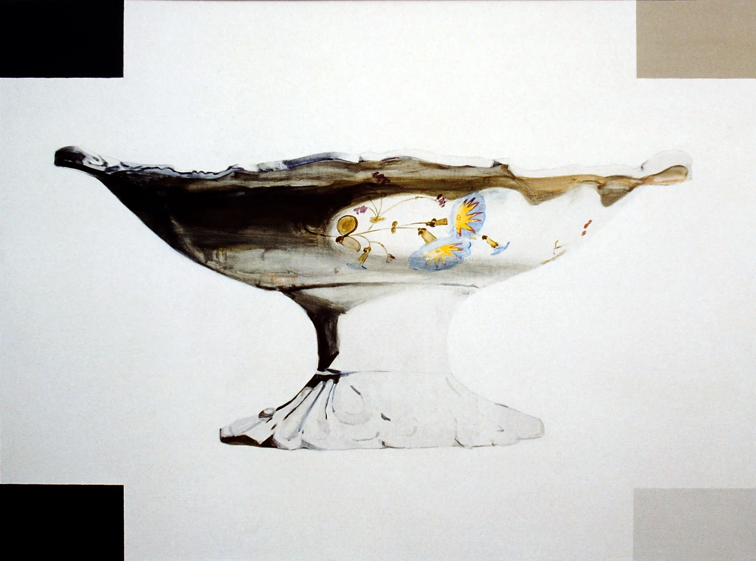   Spectral Lineage I  1991, oil and varnish on oak veneer, 36 x 48 in. An exhibition at Garnet Press Gallery, Toronto, 1991. 