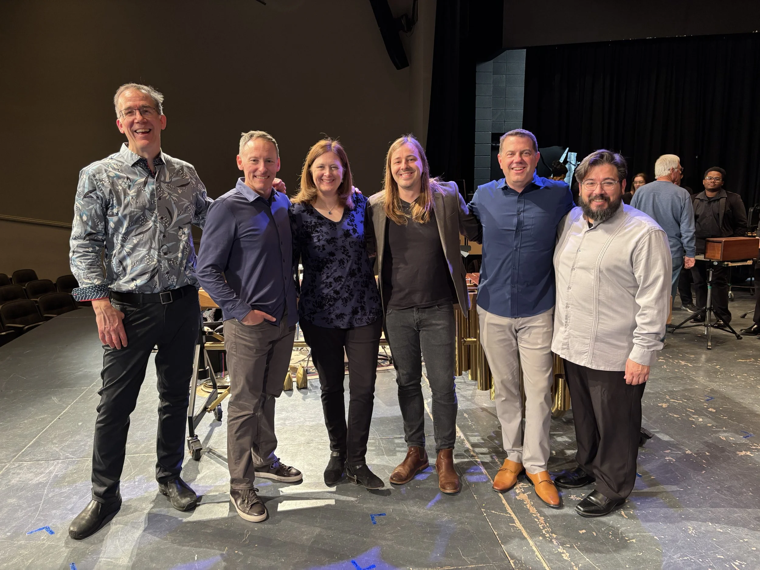  w/ guest artists Sympatico Percussion @ ATU  (L-R) Gregory Beyer, Joseph Krygier, Susan Powell, Scott Herring, Johnny Mendoza 