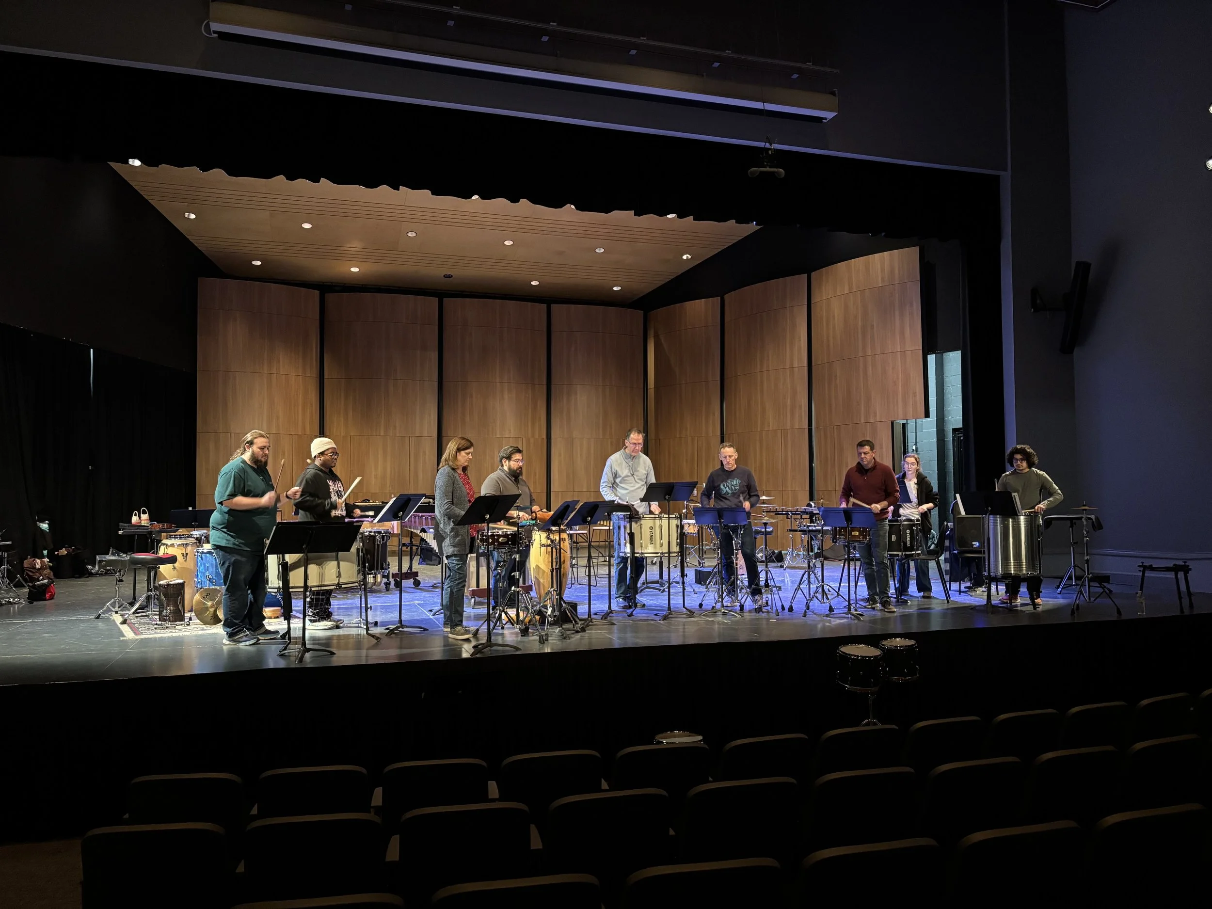  ATU Percussion students rehearsing w/ guest artists, Sympatico Percussion 