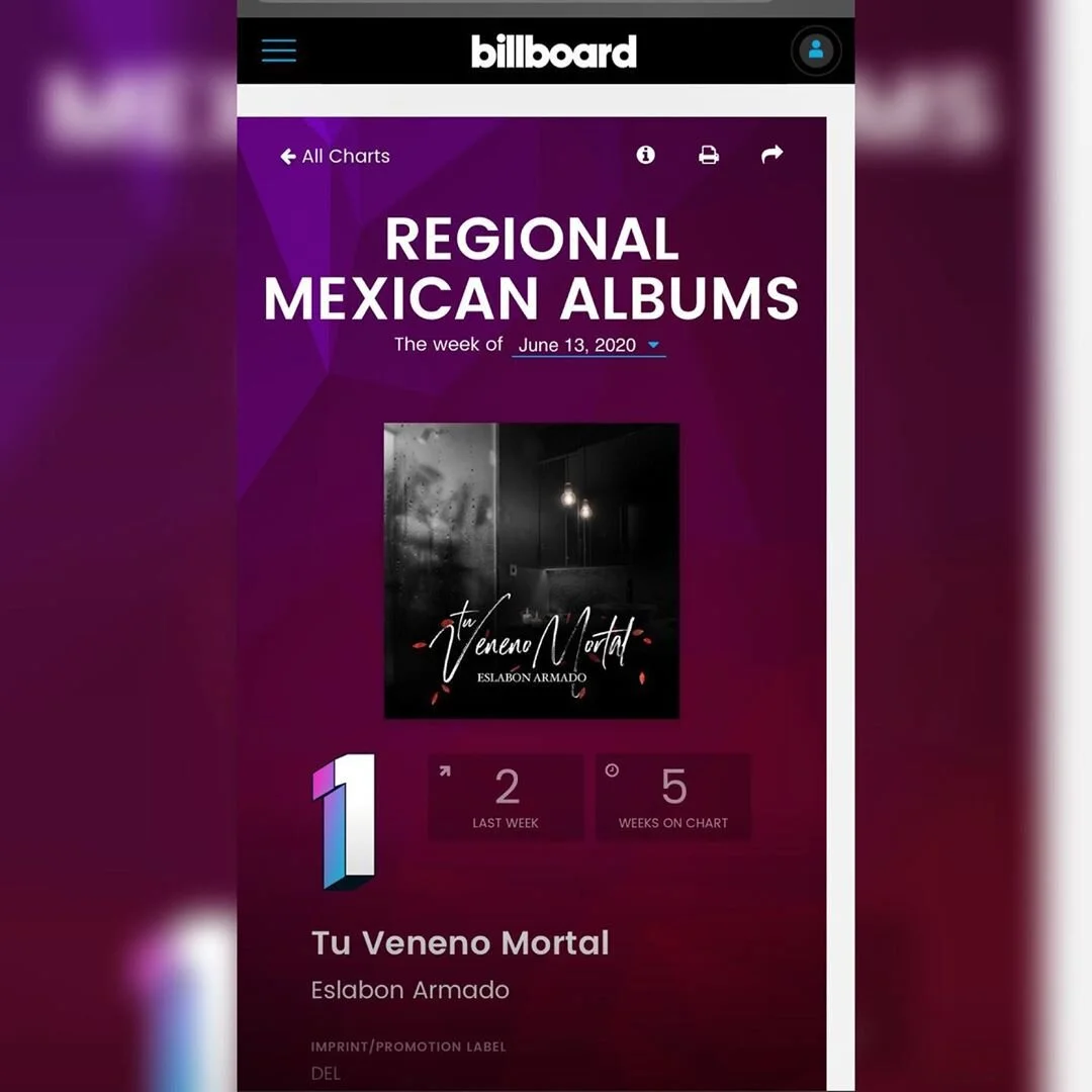 Eslabon Armado celebra su #1 en Billboard de su álbum "Tu Veneno Mortal"