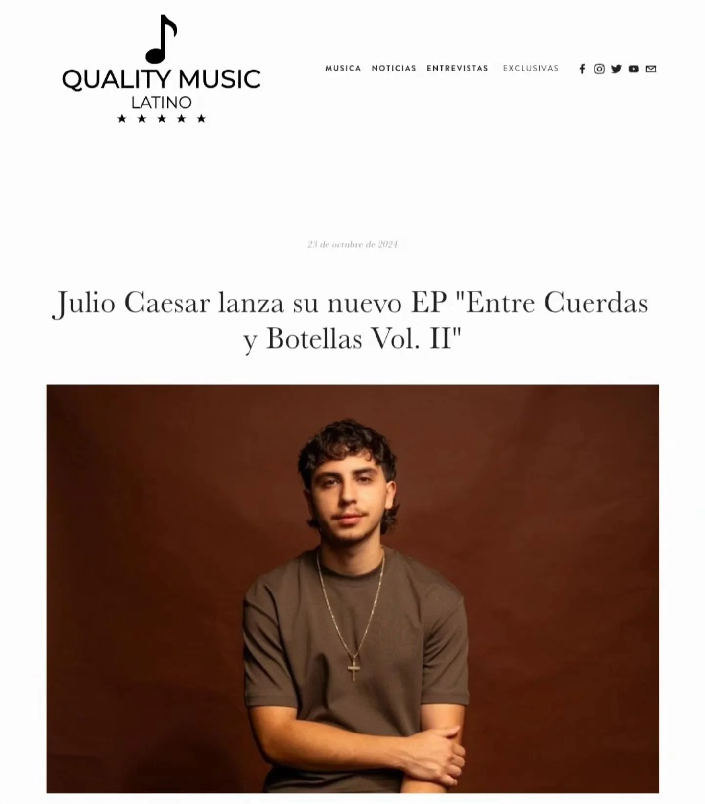 Julio Caesar lanza su nuevo EP &quot;Entre Cuerdas y Botellas Vol. II&quot;

El joven y talentoso cantautor del regional mexicano, @juliocxp , presenta su esperado nuevo EP &quot;Entre Cuerdas y Botellas Vol. II&quot;. Este proyecto de cuatro cancion
