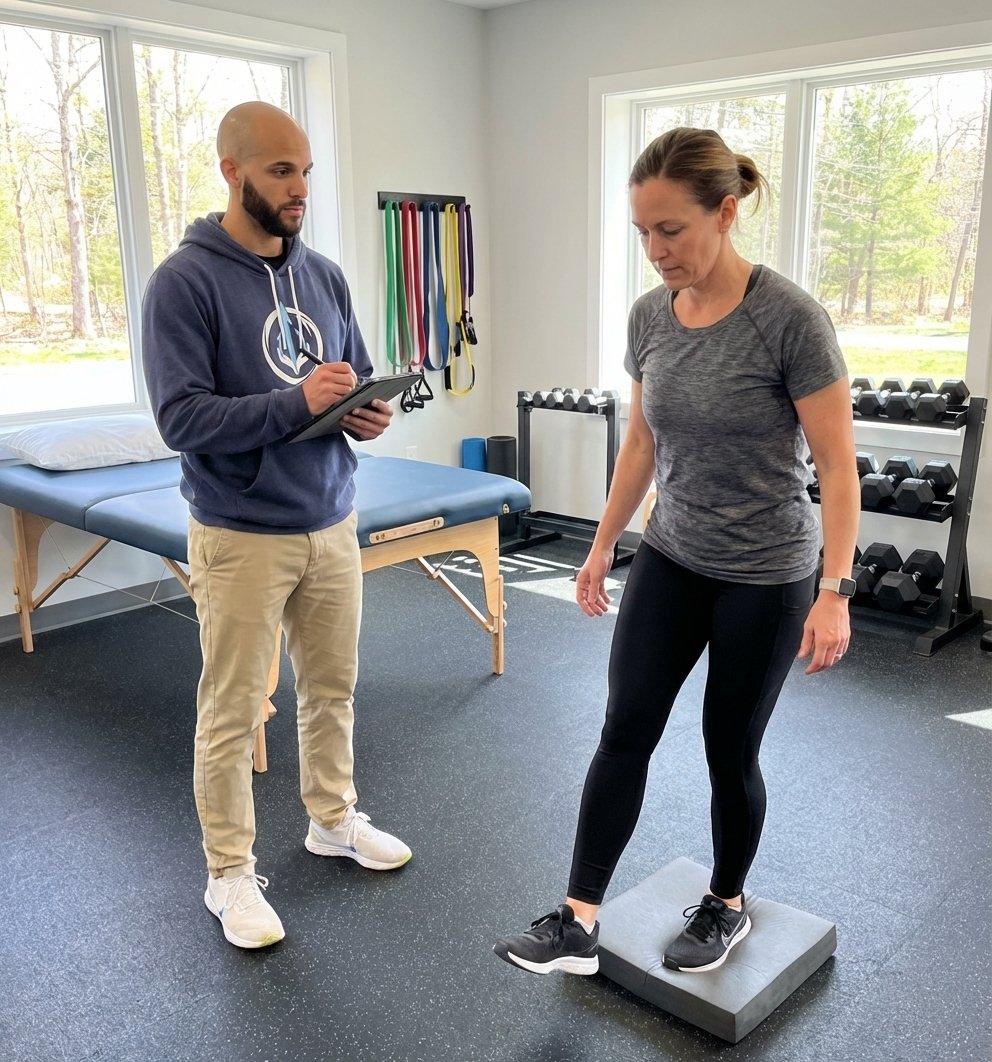 Patient working with a provider at a performance physical therapy clinic in Rockville Centre