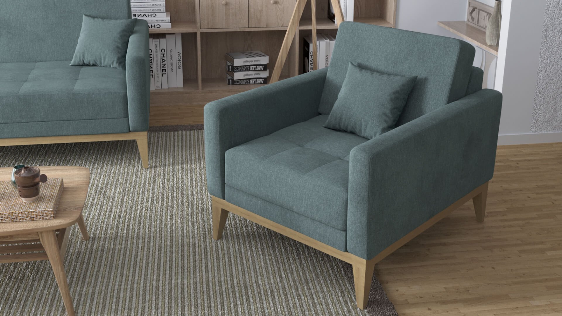 Fauteuil FELIZ bleu canard