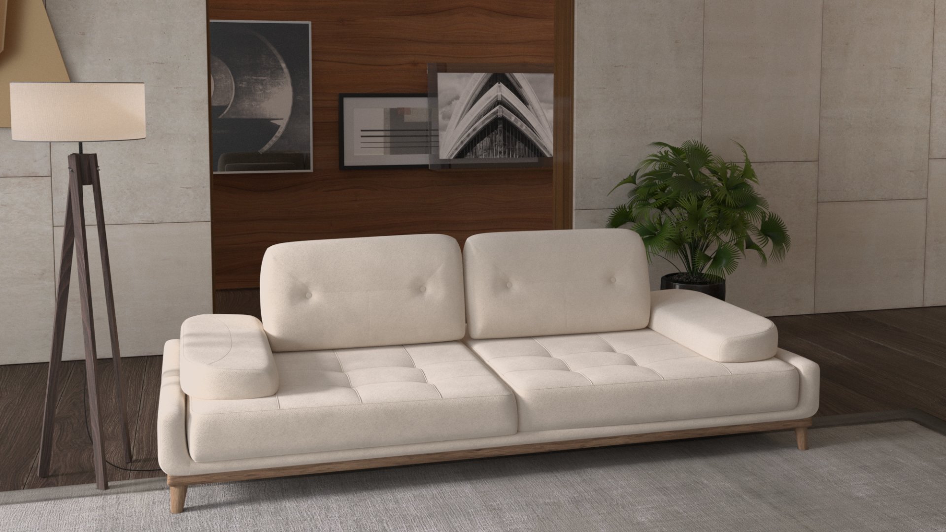 Canapé 3places GROSSO Beige avec systeme avant-arrier du dossier