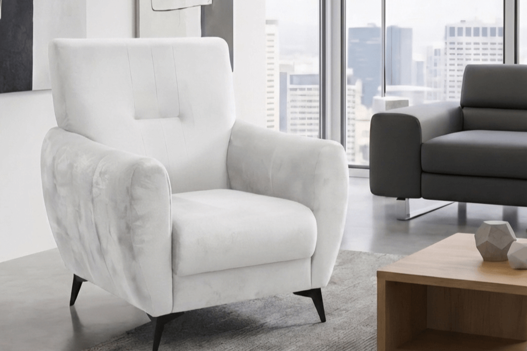 Fauteuil NANCY en velours blanc