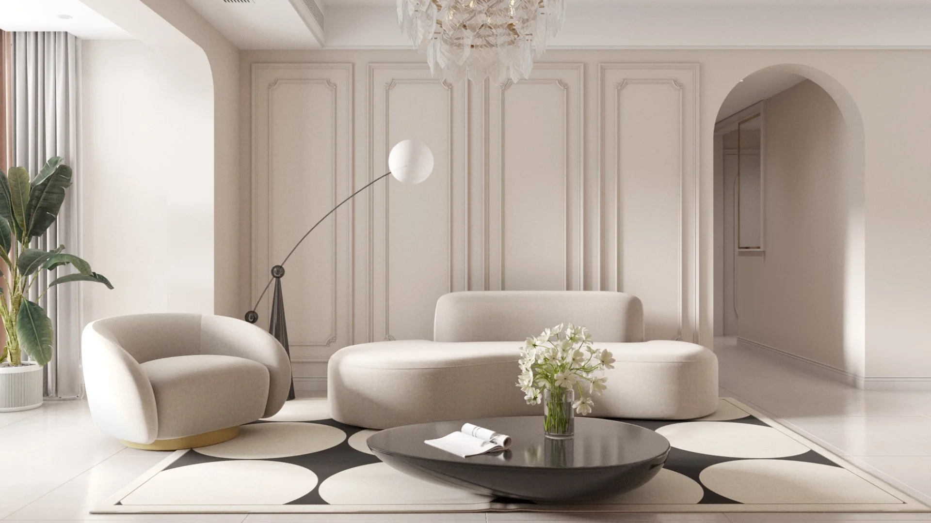 Collection Symphonie canapé 2 places et fauteuil forme arondi