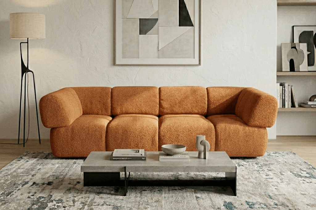 Canapé 3places HARMONIE en tissu boucle avec double profondeur