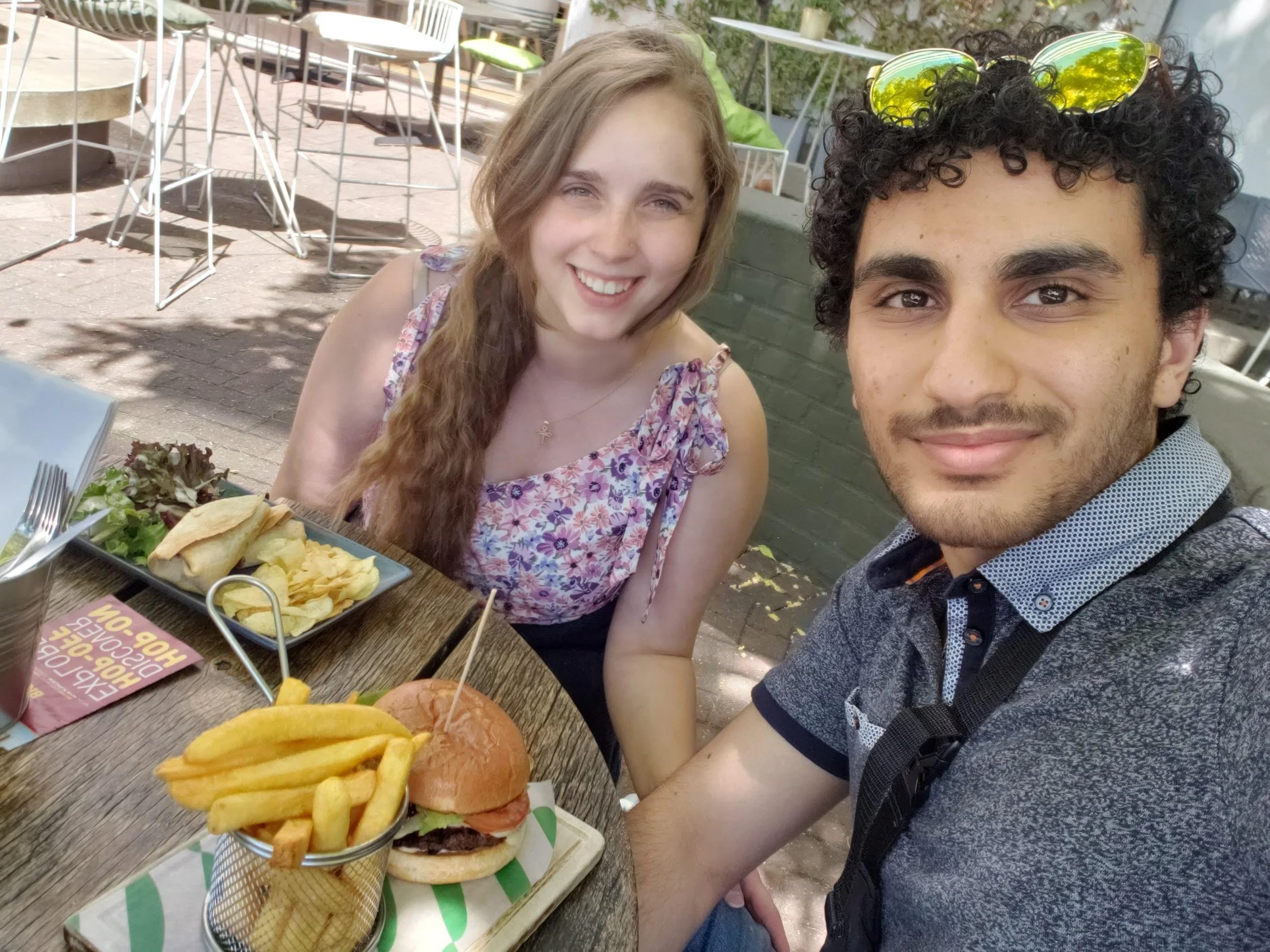  Tony and I stopped for lunch at an outdoor cafe during our layover in London. 