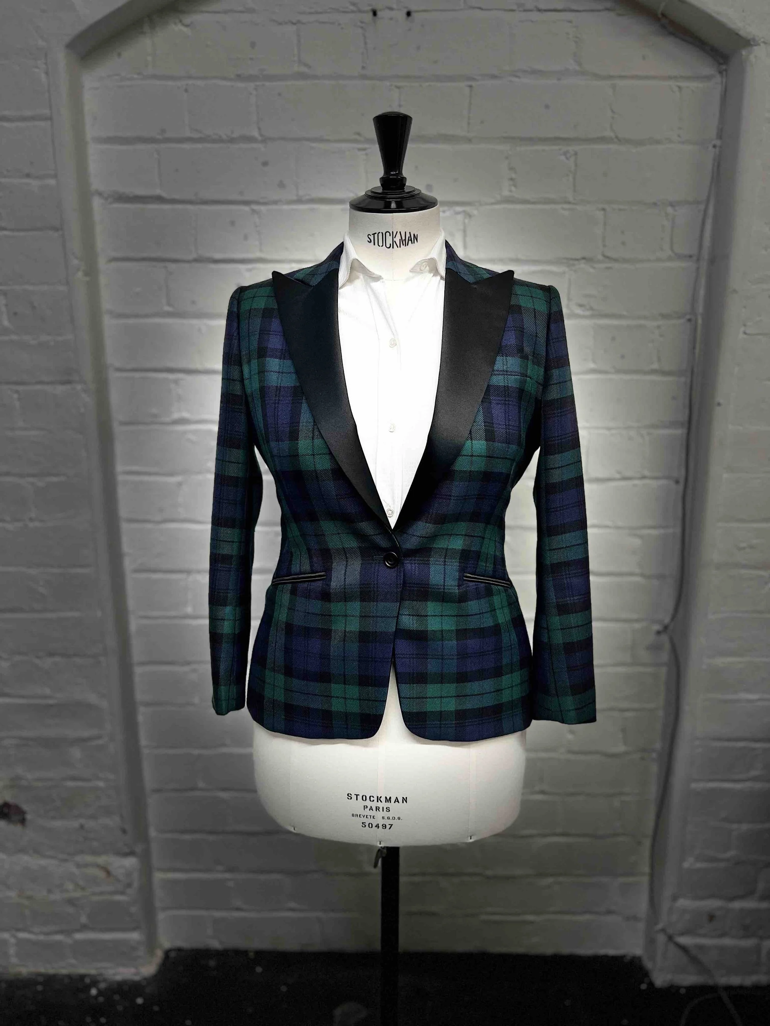 Ladies Tartan Tuxedo Jacket Front.jpg