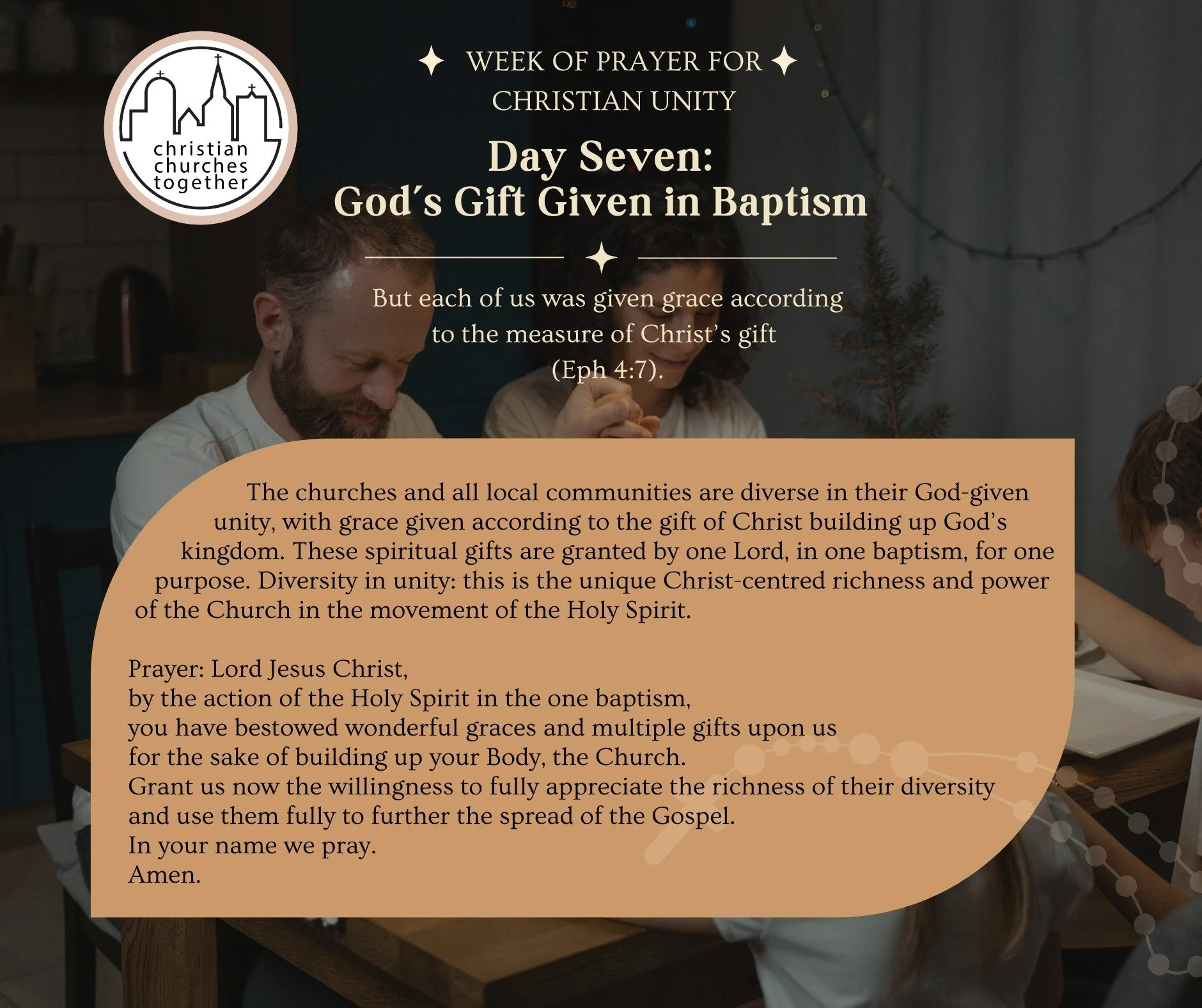 Day Seven &ndash; Week of Prayer for Christian Unity: Today we reflect on the diversity of gifts within the Church, guided by prayers prepared by the Armenian Apostolic Church&mdash;one of the world&rsquo;s oldest Christian communities&mdash;in colla