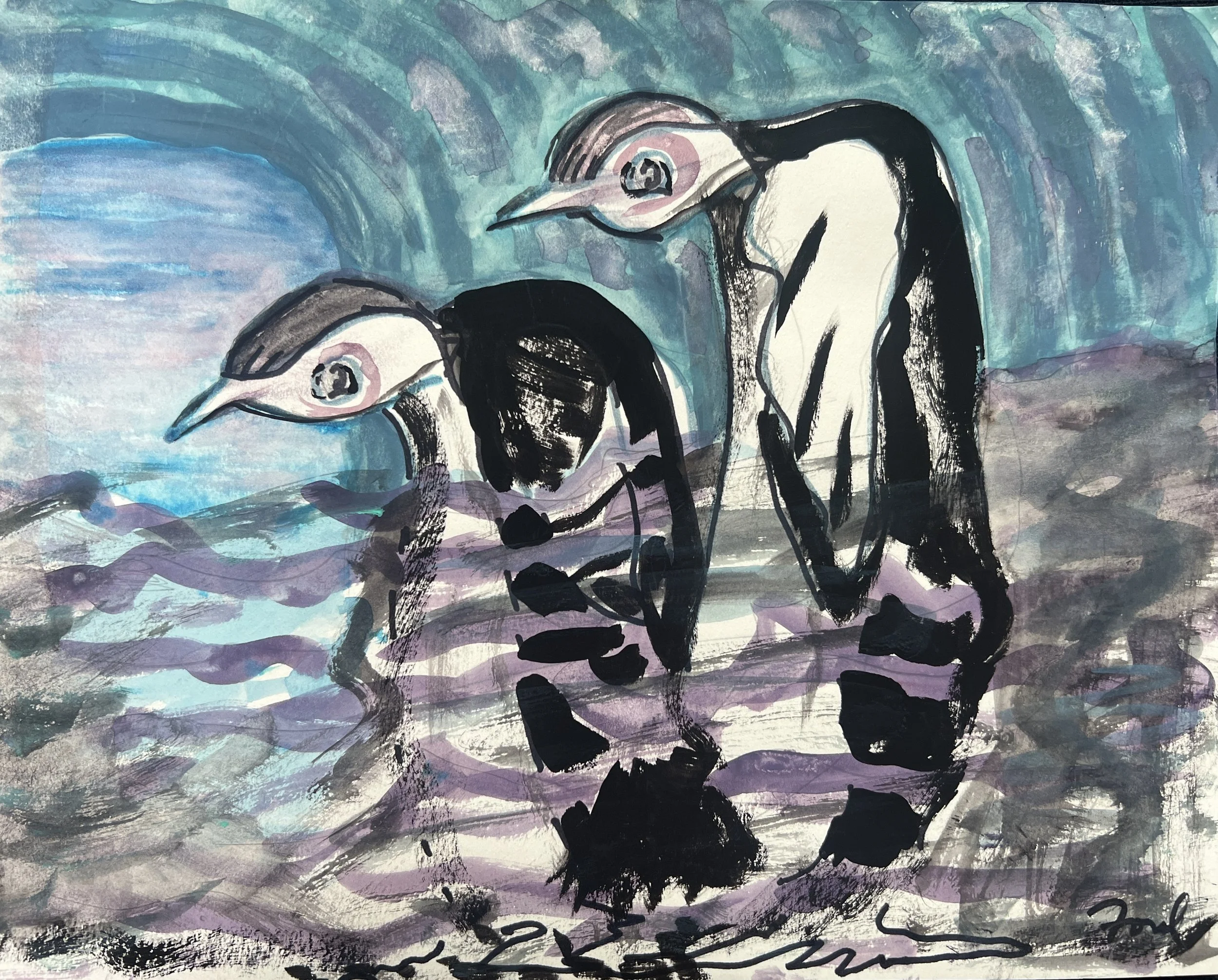 Seabirds in Seacave
gouache and ink on paper / 8 x 10" / 2025