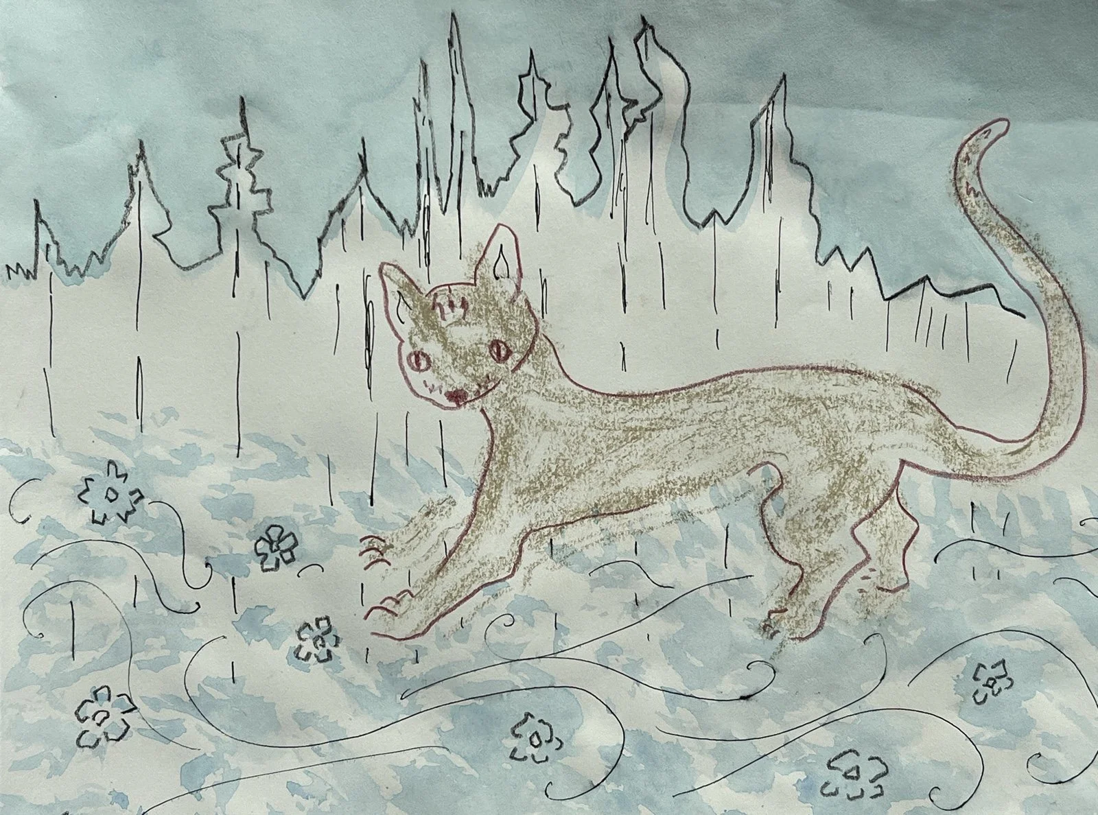 Cat
pen, pencil, watercolor on paper / 9 x 12" / 2023