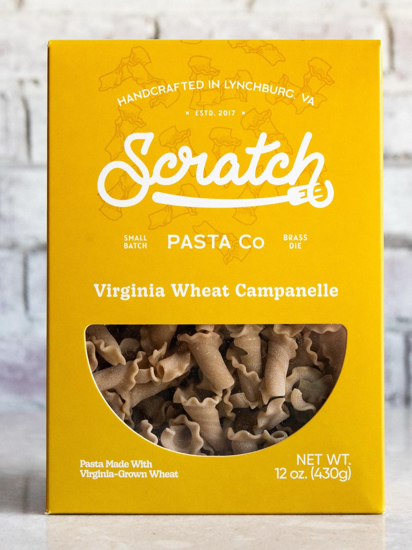 Pasta Spotlight: Virginia Wheat Campanelle 💛
Made with a mix of Semolina Flour and Virginia-Grown Wheat Flour, this whole wheat pasta is a lighter alternative to traditional whole wheat pastas. Balanced and delicately flavored, this pasta is perfect