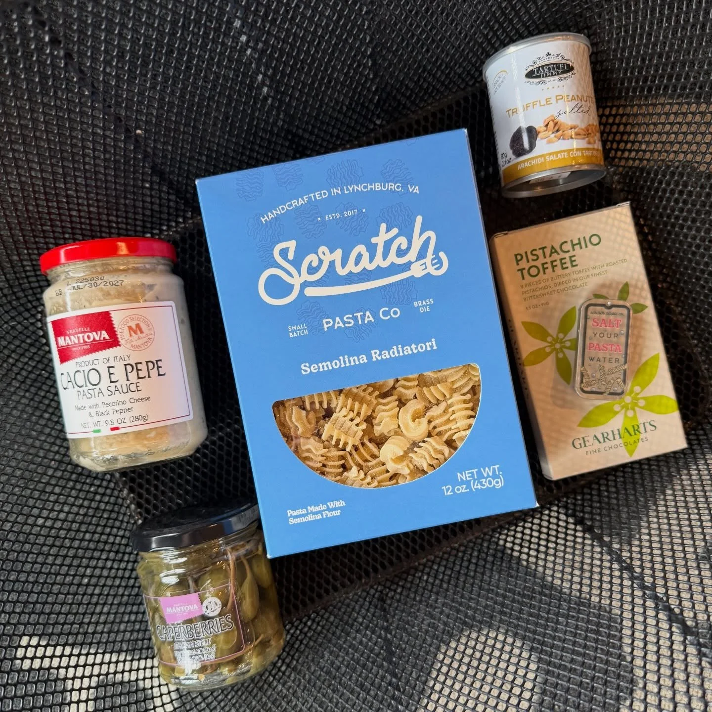 What&rsquo;s in your basket this week? Ours is full of essentials of course - pasta, sauce, snacks and a treat for later (or now). Swing by and see us this week from 10-6!