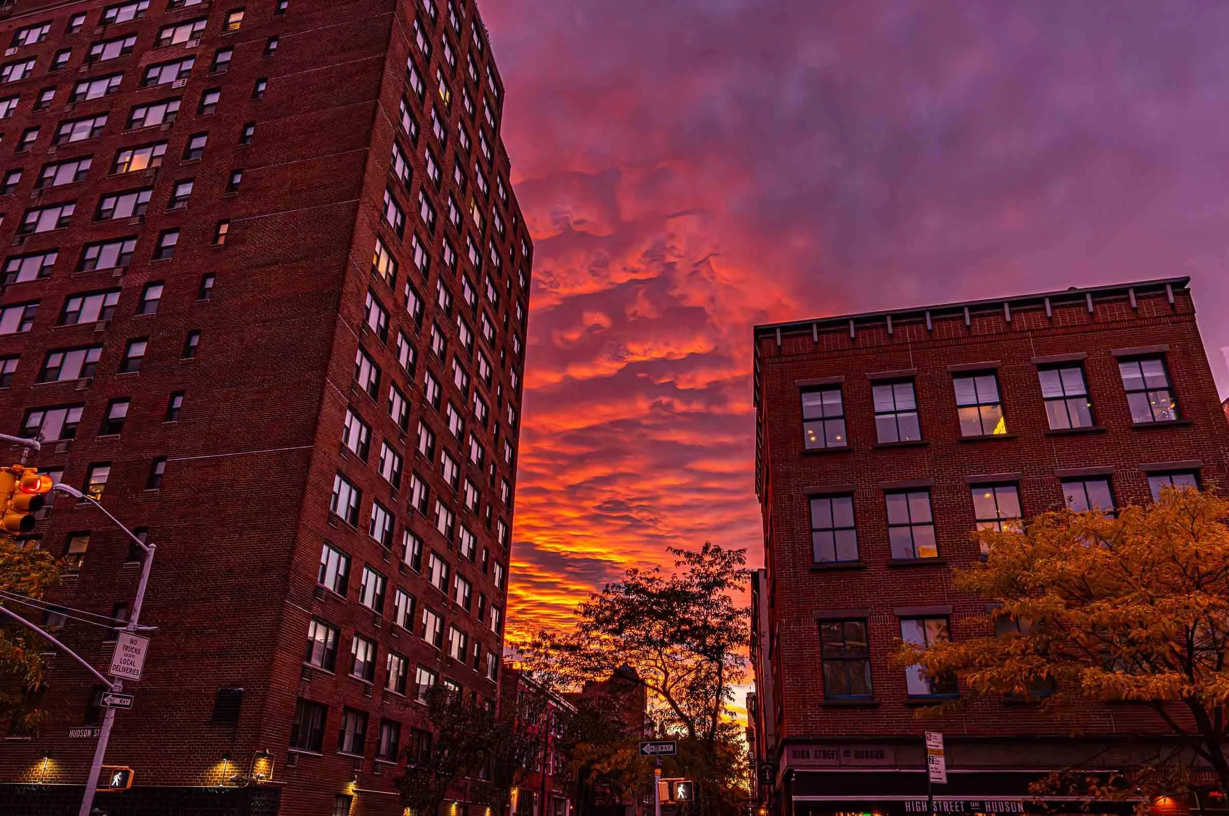 purple manhattan sky